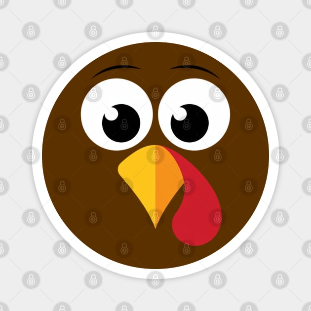Cute Turkey Face – Funny Minimalist Thanksgiving Magnet by Creatifly Graphic Tees